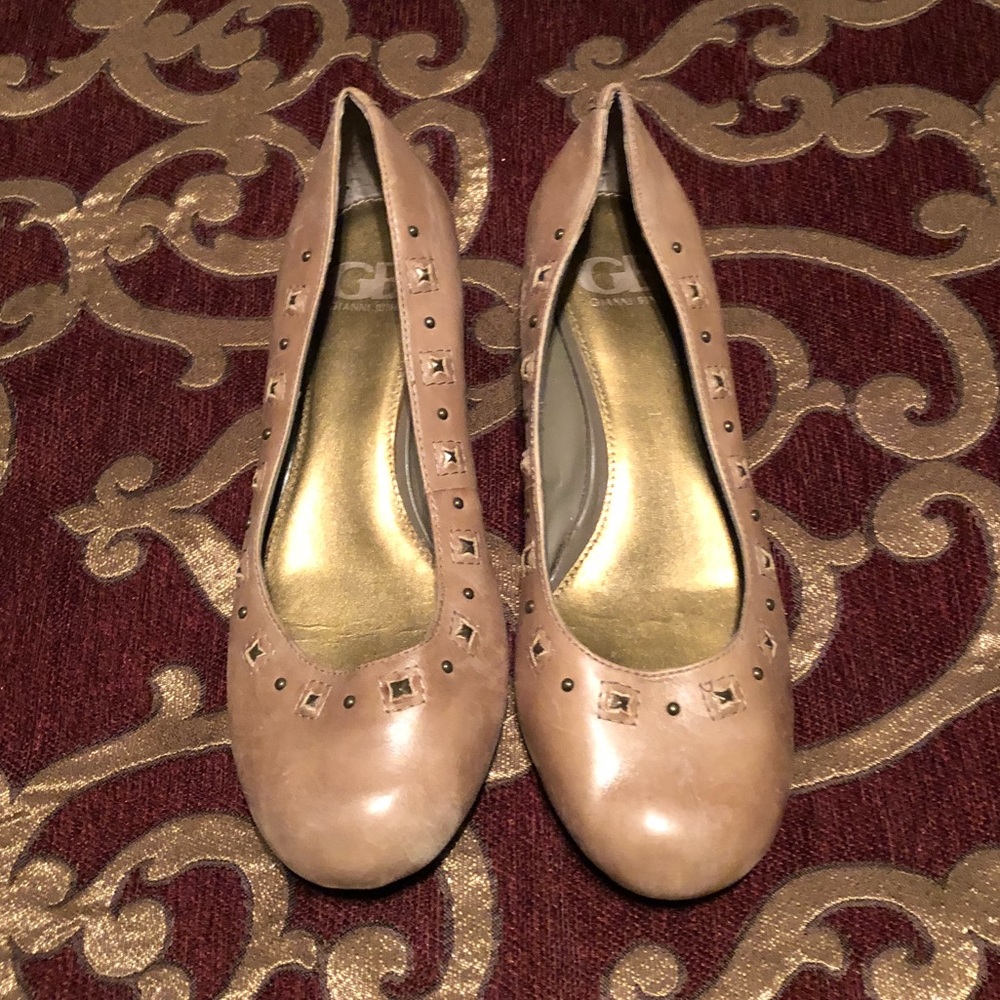 Tan Studded Gianni Bini Wedges